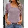 imageANRABESS Womens Tops Summer Sweaters Dressy Casual Work Blouses Square Neck Ruffle Short Sleeve Tee Shirts 2026 Fashion TunicPink