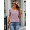 imageANRABESS Womens Tops Summer Sweaters Dressy Casual Work Blouses Square Neck Ruffle Short Sleeve Tee Shirts 2026 Fashion TunicPink