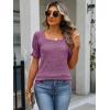 imageANRABESS Womens Tops Summer Sweaters Dressy Casual Work Blouses Square Neck Ruffle Short Sleeve Tee Shirts 2026 Fashion TunicPurple