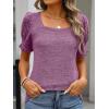 imageANRABESS Womens Tops Summer Sweaters Dressy Casual Work Blouses Square Neck Ruffle Short Sleeve Tee Shirts 2026 Fashion TunicPurple