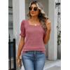 imageANRABESS Womens Tops Summer Sweaters Dressy Casual Work Blouses Square Neck Ruffle Short Sleeve Tee Shirts 2026 Fashion TunicRed