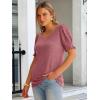 imageANRABESS Womens Tops Summer Sweaters Dressy Casual Work Blouses Square Neck Ruffle Short Sleeve Tee Shirts 2026 Fashion TunicRed