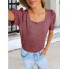 imageANRABESS Womens Tops Summer Sweaters Dressy Casual Work Blouses Square Neck Ruffle Short Sleeve Tee Shirts 2026 Fashion TunicRust