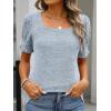 imageANRABESS Womens Tops Summer Sweaters Dressy Casual Work Blouses Square Neck Ruffle Short Sleeve Tee Shirts 2026 Fashion TunicSky Blue