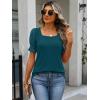 imageANRABESS Womens Tops Summer Sweaters Dressy Casual Work Blouses Square Neck Ruffle Short Sleeve Tee Shirts 2026 Fashion TunicTeal