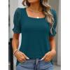 imageANRABESS Womens Tops Summer Sweaters Dressy Casual Work Blouses Square Neck Ruffle Short Sleeve Tee Shirts 2026 Fashion TunicTeal