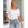 imageANRABESS Womens Tops Summer Sweaters Dressy Casual Work Blouses Square Neck Ruffle Short Sleeve Tee Shirts 2026 Fashion TunicWhite