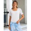 imageANRABESS Womens Tops Summer Sweaters Dressy Casual Work Blouses Square Neck Ruffle Short Sleeve Tee Shirts 2026 Fashion TunicWhite