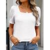 imageANRABESS Womens Tops Summer Sweaters Dressy Casual Work Blouses Square Neck Ruffle Short Sleeve Tee Shirts 2026 Fashion TunicWhite