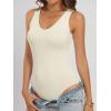 imageANRABESS Womens V Neck Bodysuits Summer Sleeveless Going Out Basic Tank Body Suits Tops 2026 Trendy Vacation OutfitsBeige