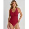 imageANRABESS Womens V Neck Bodysuits Summer Sleeveless Going Out Basic Tank Body Suits Tops 2026 Trendy Vacation OutfitsRed