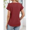 imageANRABESS Womens Waffle Knit Tops 2026 Summer Casual Short Sleeve V Neck T Shirts Basic Work Tee Spring Vacation BlousesBirck Red