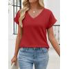 imageANRABESS Womens Waffle Knit Tops 2026 Summer Casual Short Sleeve V Neck T Shirts Basic Work Tee Spring Vacation BlousesBright Red