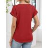 imageANRABESS Womens Waffle Knit Tops 2026 Summer Casual Short Sleeve V Neck T Shirts Basic Work Tee Spring Vacation BlousesBright Red