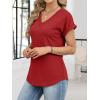 imageANRABESS Womens Waffle Knit Tops 2026 Summer Casual Short Sleeve V Neck T Shirts Basic Work Tee Spring Vacation BlousesBright Red