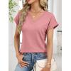 imageANRABESS Womens Waffle Knit Tops 2026 Summer Casual Short Sleeve V Neck T Shirts Basic Work Tee Spring Vacation BlousesPink