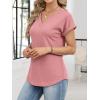 imageANRABESS Womens Waffle Knit Tops 2026 Summer Casual Short Sleeve V Neck T Shirts Basic Work Tee Spring Vacation BlousesPink