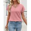 imageANRABESS Womens Waffle Knit Tops 2026 Summer Casual Short Sleeve V Neck T Shirts Basic Work Tee Spring Vacation BlousesPink