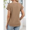 imageANRABESS Womens Waffle Knit Tops 2026 Summer Casual Short Sleeve V Neck T Shirts Basic Work Tee Spring Vacation BlousesTan