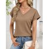 imageANRABESS Womens Waffle Knit Tops 2026 Summer Casual Short Sleeve V Neck T Shirts Basic Work Tee Spring Vacation BlousesTan