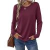 imageANRABESS Long Sleeve Shirts for Women Casual Crewneck Basic Tee Tshirts Loose Fit Curved Hem Tunic Top 2026 Fall OutfitsWine Rad