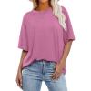 imageANRABESS Womens Oversized Tee Shirts Comfy Fabric Loose Fit Top AllDay Cozy for Gym Lounge Office Versatile Casual WearDark Pink