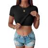 imageANRABESS Womens Short Sleeve Tops Built in Bra Slim Fitted Ribbed Knit Crewneck Shirts 2026 Casual Summer Basic Tee ClothesBlack