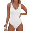 imageANRABESS Womens V Neck Bodysuits Summer Sleeveless Going Out Basic Tank Body Suits Tops 2026 Trendy Vacation OutfitsWhite