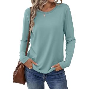 imageANRABESS Long Sleeve Shirts for Women Casual Crewneck Basic Tee Tshirts Loose Fit Curved Hem Tunic Top 2026 Fall OutfitsCadet Blue