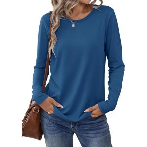imageANRABESS Long Sleeve Shirts for Women Casual Crewneck Basic Tee Tshirts Loose Fit Curved Hem Tunic Top 2026 Fall OutfitsDark Blue
