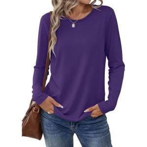 imageANRABESS Long Sleeve Shirts for Women Casual Crewneck Basic Tee Tshirts Loose Fit Curved Hem Tunic Top 2026 Fall OutfitsPurple