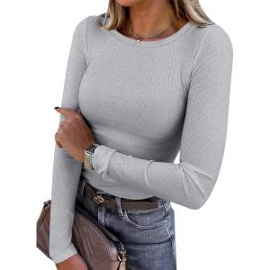 imageANRABESS Women Long Sleeve Shirts Rib Knit Slim Fit Tops Basic Tee Spring Outfits Casual TShirt Underscrubs Layer ClothesGrey