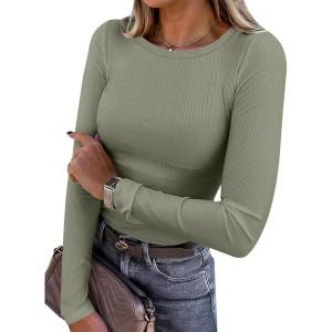 imageANRABESS Women Long Sleeve Shirts Rib Knit Slim Fit Tops Basic Tee Spring Outfits Casual TShirt Underscrubs Layer ClothesSage Green