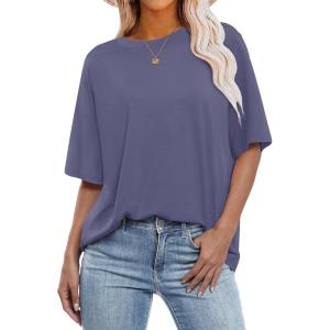 imageANRABESS Womens Oversized Tee Shirts Comfy Fabric Loose Fit Top AllDay Cozy for Gym Lounge Office Versatile Casual WearBlue Purple