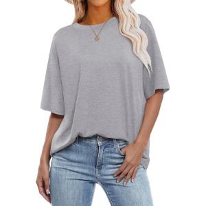 imageANRABESS Womens Oversized Tee Shirts Comfy Fabric Loose Fit Top AllDay Cozy for Gym Lounge Office Versatile Casual WearCharcoal Heather