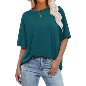imageANRABESS Womens Oversized Tee Shirts Comfy Fabric Loose Fit Top AllDay Cozy for Gym Lounge Office Versatile Casual WearLake