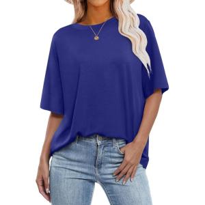 imageANRABESS Womens Oversized Tee Shirts Comfy Fabric Loose Fit Top AllDay Cozy for Gym Lounge Office Versatile Casual WearRoyal Blue