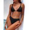 imageANRABESS Bikini Swimsuit Sets for Women Double Shoulder Straps Top Triangle Floral Two Piece Bathing Suit Beach SwimwearBlack