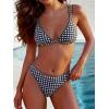 imageANRABESS Bikini Swimsuit Sets for Women Double Shoulder Straps Top Triangle Floral Two Piece Bathing Suit Beach SwimwearBlack Plaid