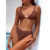 imageANRABESS Bikini Swimsuit Sets for Women Double Shoulder Straps Top Triangle Floral Two Piece Bathing Suit Beach SwimwearBrown