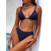 imageANRABESS Bikini Swimsuit Sets for Women Double Shoulder Straps Top Triangle Floral Two Piece Bathing Suit Beach SwimwearNavy Blue
