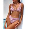 imageANRABESS Bikini Swimsuit Sets for Women Double Shoulder Straps Top Triangle Floral Two Piece Bathing Suit Beach SwimwearOrange Red Floral