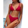 imageANRABESS Bikini Swimsuit Sets for Women Double Shoulder Straps Top Triangle Floral Two Piece Bathing Suit Beach SwimwearRed