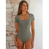 imageANRABESS Bodysuits for Women Short Sleeve Scoop Neck Tops 2026 Summer Slim Fit Ribbed Knit Sexy Basic Shirt Fashion OutfitsArmy Green