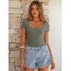 imageANRABESS Bodysuits for Women Short Sleeve Scoop Neck Tops 2026 Summer Slim Fit Ribbed Knit Sexy Basic Shirt Fashion OutfitsArmy Green