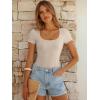 imageANRABESS Bodysuits for Women Short Sleeve Scoop Neck Tops 2026 Summer Slim Fit Ribbed Knit Sexy Basic Shirt Fashion OutfitsBeige