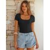 imageANRABESS Bodysuits for Women Short Sleeve Scoop Neck Tops 2026 Summer Slim Fit Ribbed Knit Sexy Basic Shirt Fashion OutfitsBlack