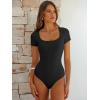 imageANRABESS Bodysuits for Women Short Sleeve Scoop Neck Tops 2026 Summer Slim Fit Ribbed Knit Sexy Basic Shirt Fashion OutfitsBlack