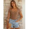 imageANRABESS Bodysuits for Women Short Sleeve Scoop Neck Tops 2026 Summer Slim Fit Ribbed Knit Sexy Basic Shirt Fashion OutfitsBronze