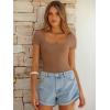 imageANRABESS Bodysuits for Women Short Sleeve Scoop Neck Tops 2026 Summer Slim Fit Ribbed Knit Sexy Basic Shirt Fashion OutfitsBronze